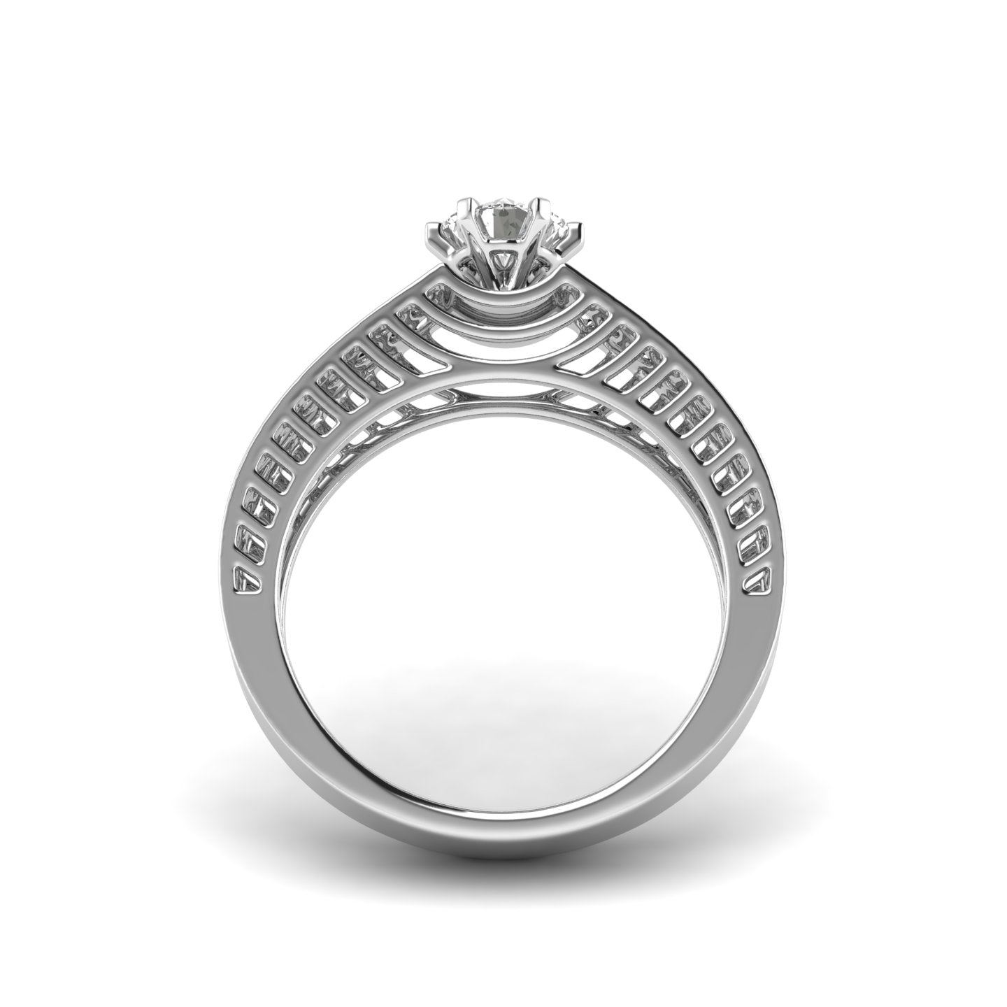 White Gold Studded 0.61 Carat Lab Grown Diamond Ring-E Color VVS Clarity.